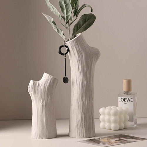 decorative ceramic tree trunk vase for flowers - vue 4 sur 11