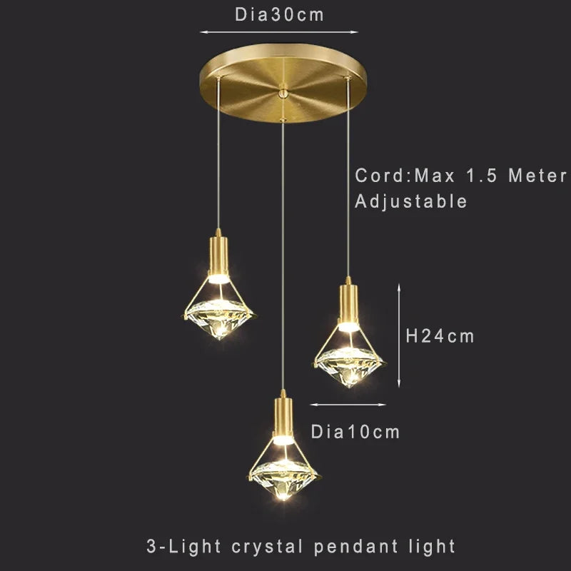 Adjustable modern crystal pendant light for stylish interiors