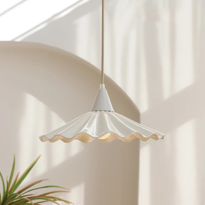 30 cm white ceramic Japanese style LED pendant light - vue 4 sur 12