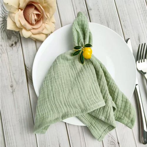Cotton table napkin Korean style set of 10 - vue 3 sur 4