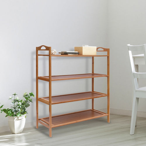 Durable and practical 4-tier bamboo shoe rack for storage - vue 3 sur 5