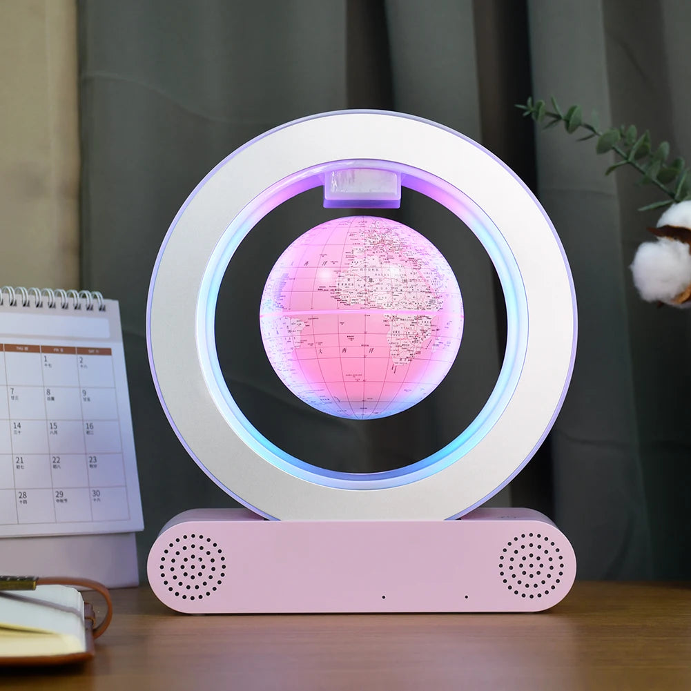 Magnetic Levitation Base Build-In Bluetooth &amp; LED Light 4in Globe Desk Lamp Night Light for Room, Home, Office Desk Toys Decor