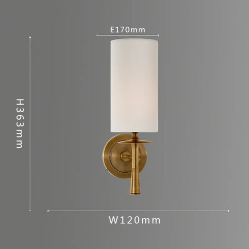 Copper wall light with modern fabric lampshade - vue 7 sur 8
