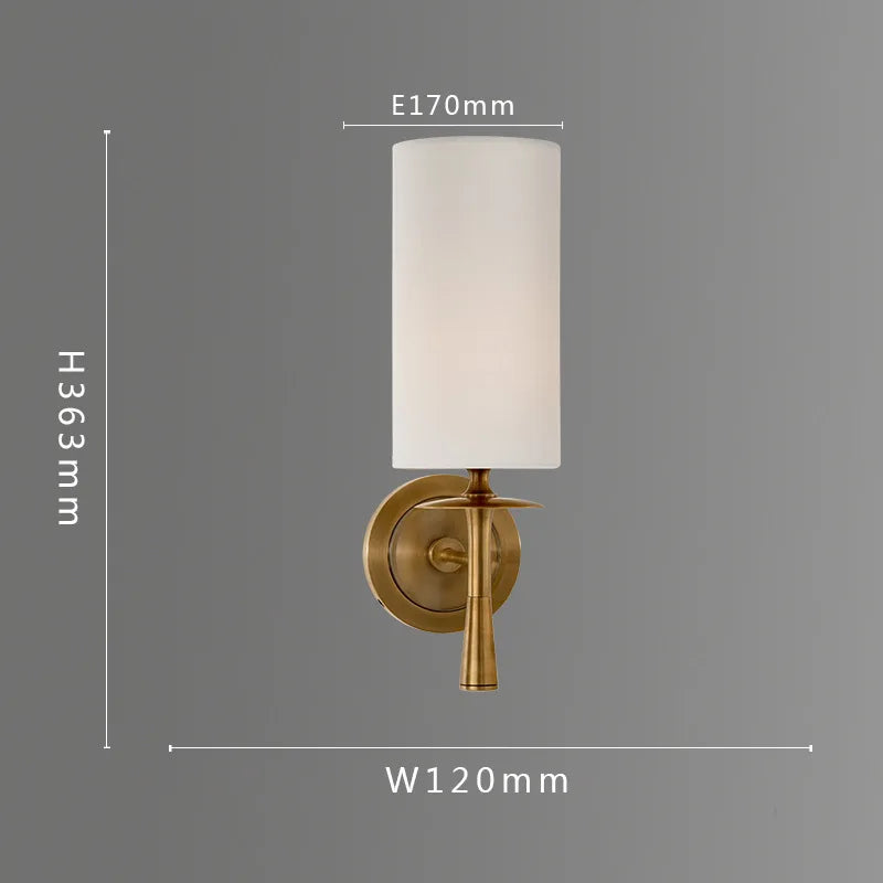Copper wall light with modern fabric lampshade - vue 6 sur 8