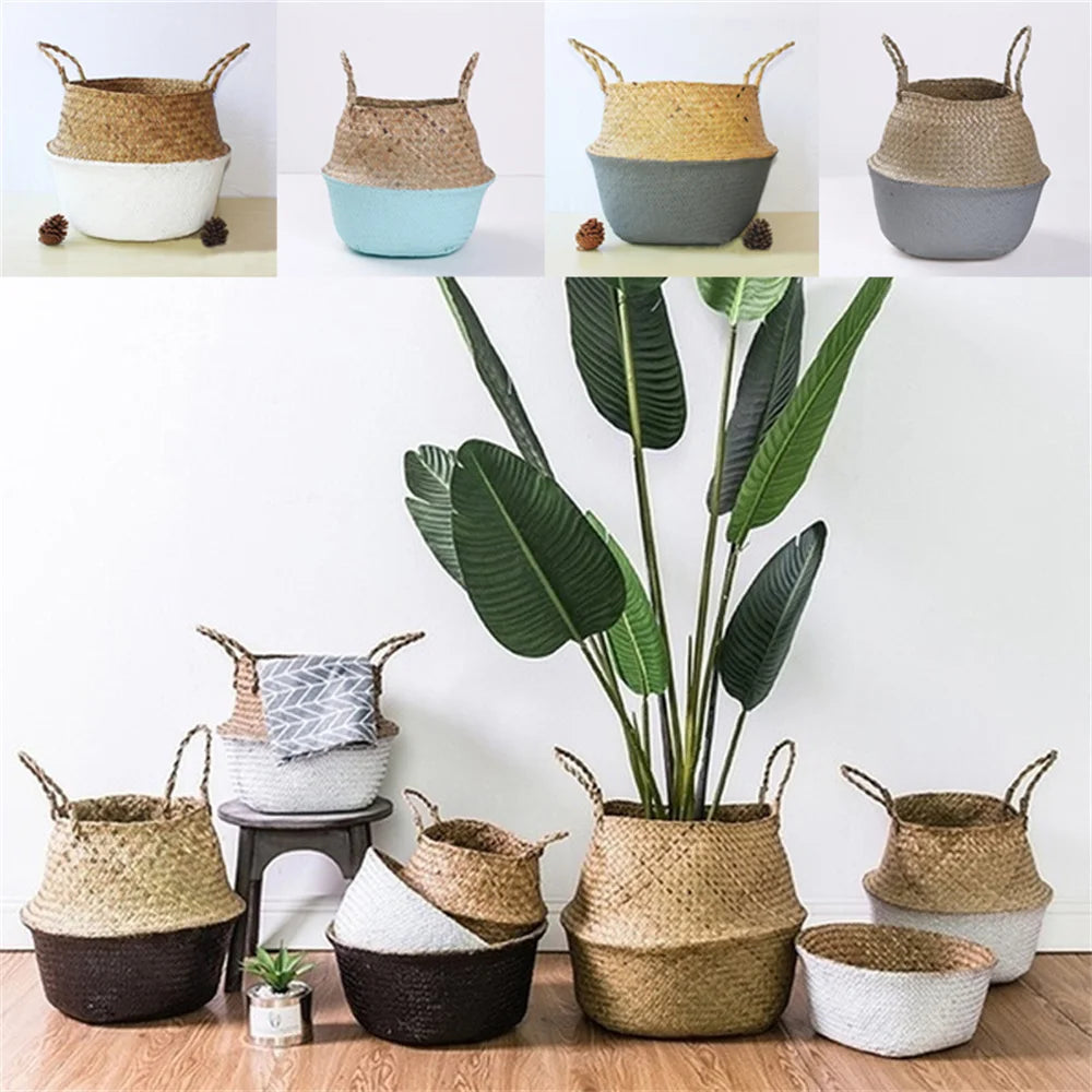 wicker hanging basket for storage and decoration - vue 6 sur 13