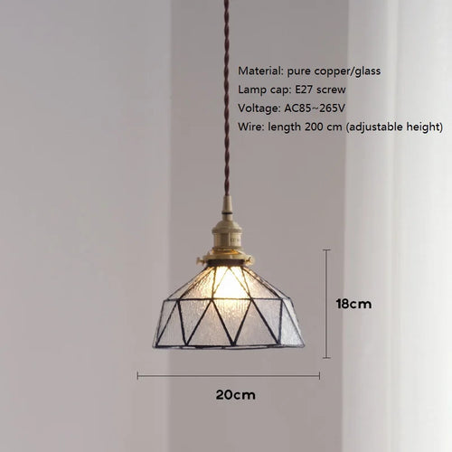 Nordic vintage brass and glass pendant light - vue 9 sur 9