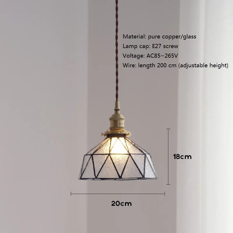 Nordic vintage brass and glass pendant light - vue 8 sur 9