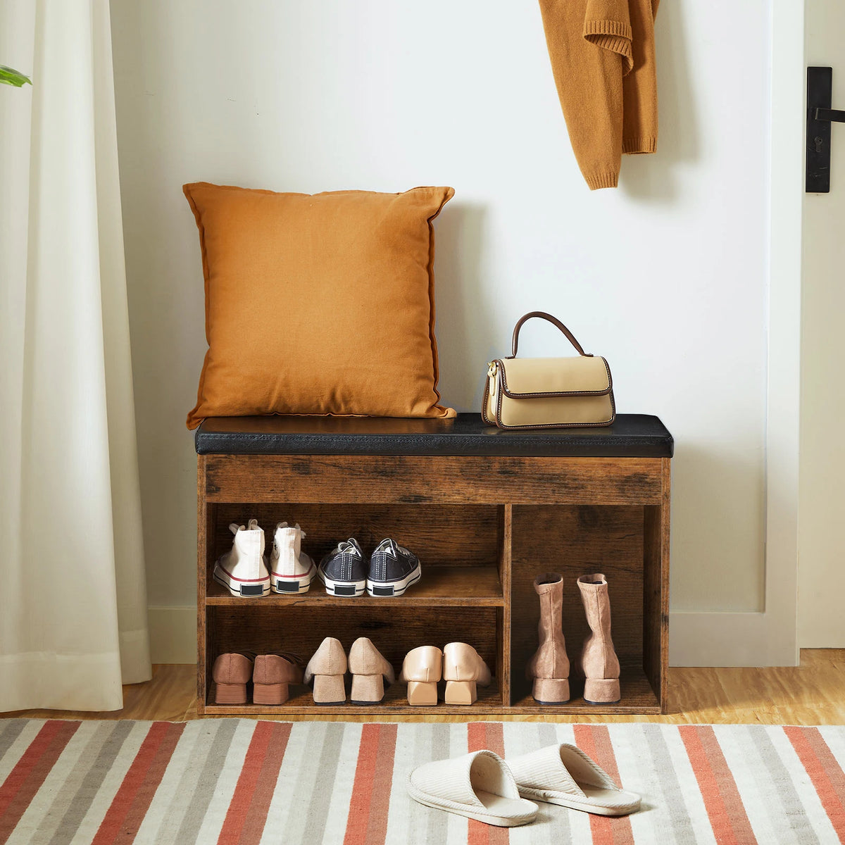 shoe bench with storage and comfortable seating