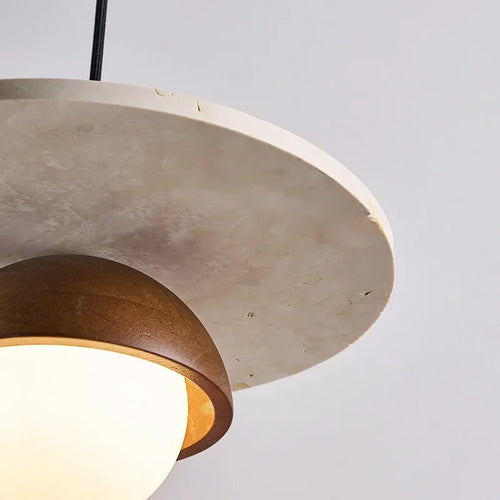Modern LED pendant lamp, walnut stone pendant lamp, bedside lamp, indoor home decoration - vue 6 sur 7
