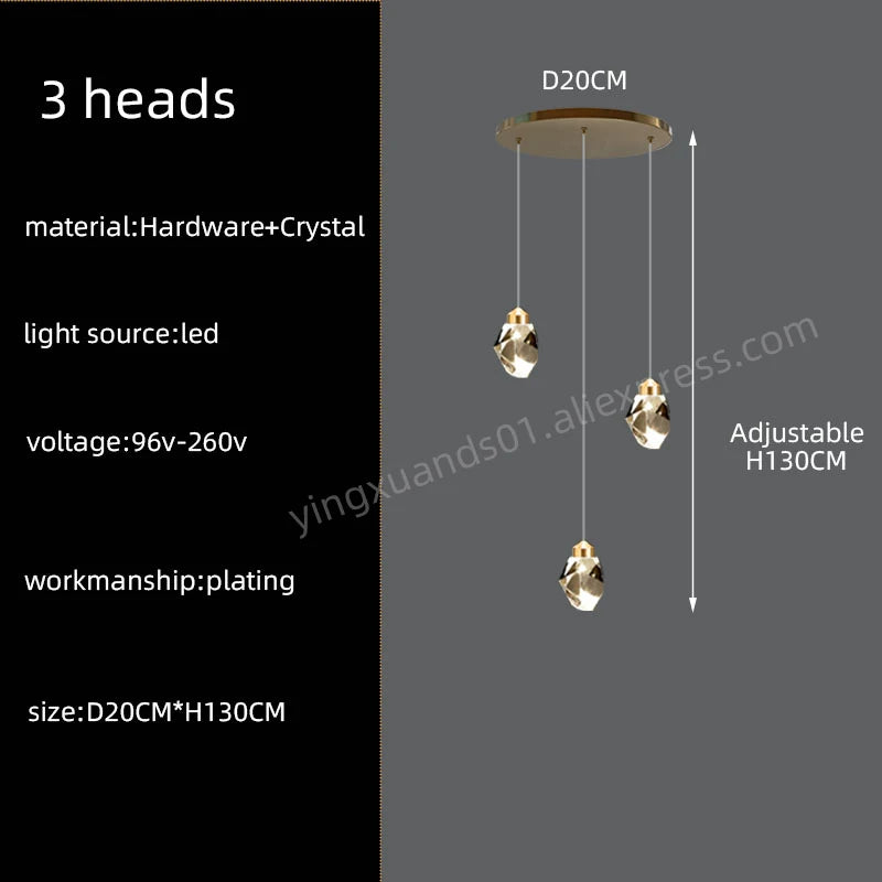 lustre en cristal nordique style loft pour intérieur moderne