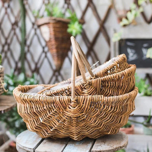 handwoven basket for fruit and vegetables storage and picnic - vue 4 sur 29