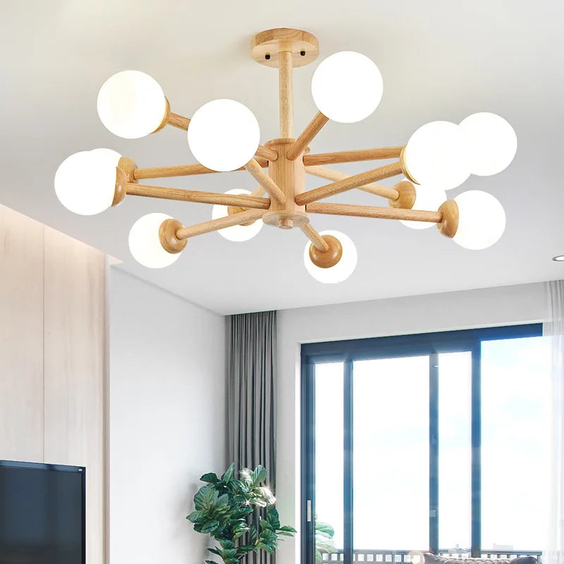 Modern glass chandelier with lampshade for interior decoration