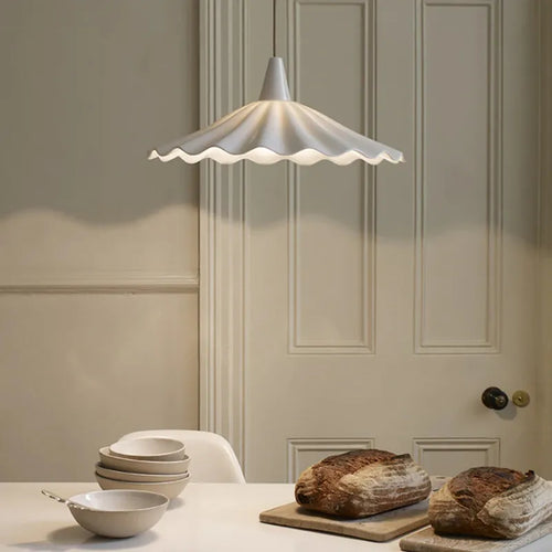 30 cm white ceramic Japanese style LED pendant light - vue 7 sur 12