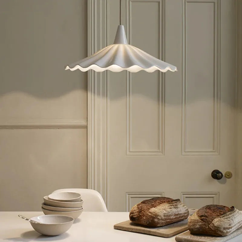 30 cm white ceramic Japanese style LED pendant light - vue 6 sur 12