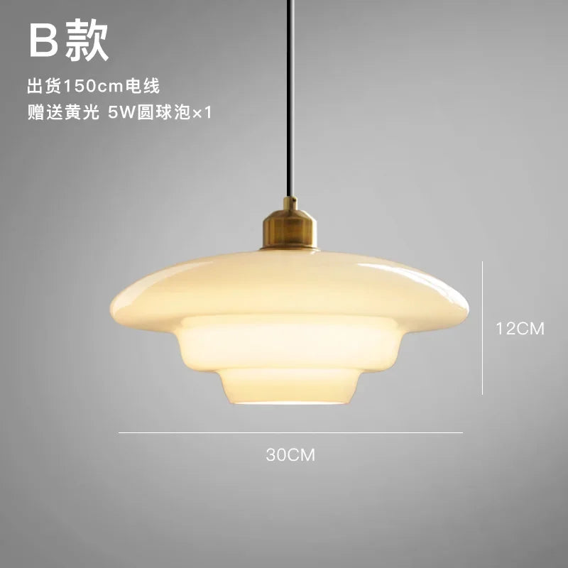 Modern cream milk glass decorative pendant light - vue 9 sur 9