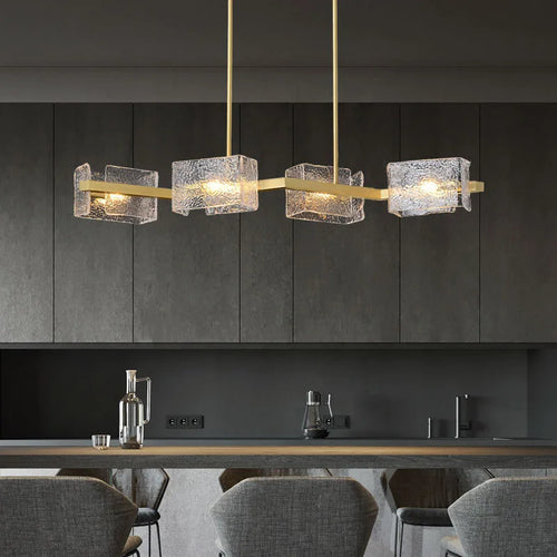 Water patterned glass chandelier for creative interior decor - vue 3 sur 12