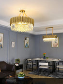 Modern multi-layer oval crystal ceiling light