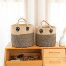 jute and cotton storage basket with handle