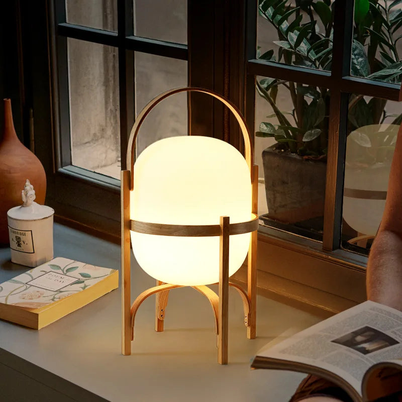 Modern wooden floor lamp for living room, study, bedroom, portable - vue 4 sur 8