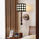 Retro medieval solid wood wall light with decorative polka dots