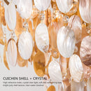 Postmodern LED chandeliers with capiz shell for interior decor