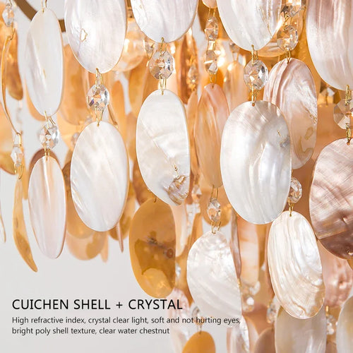 Postmodern LED chandeliers with capiz shell for interior decor - vue 7 sur 9