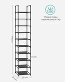SONGMICS 10-Tier Shoe Rack, Shoe Stand, Space-Saving Shoe Storage, 33 x 33 x 173 cm, Metal Frame, Non-Woven Fabric Shelves