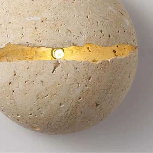 Round stone wall light for hotel office shop staircase foyer - vue 5 sur 7