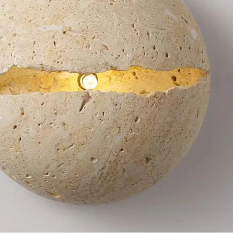 Round stone wall light for hotel office shop staircase foyer - vue 5 sur 7