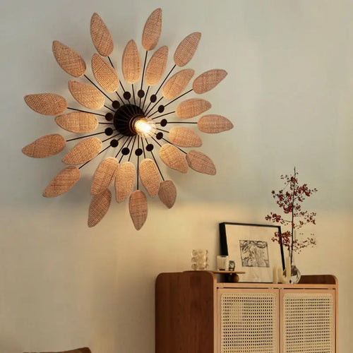 Wabi sabi rattan wall lights for indoor spaces and tea rooms - vue 4 sur 6