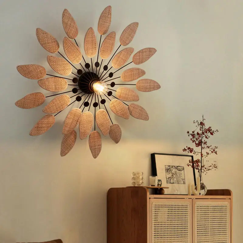 Wabi sabi rattan wall lights for indoor spaces and tea rooms - vue 4 sur 6