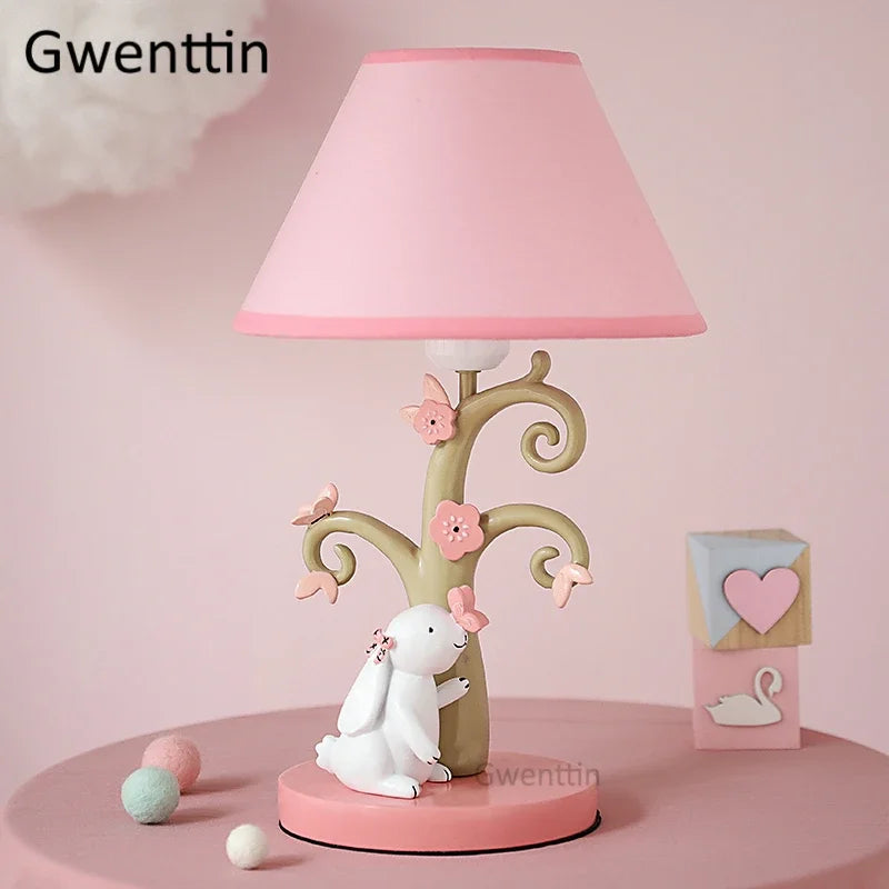 Decorative cartoon rabbit table lamp for children - vue 3 sur 7