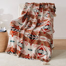 Soft boho knitted throw with tassels and geometric pattern