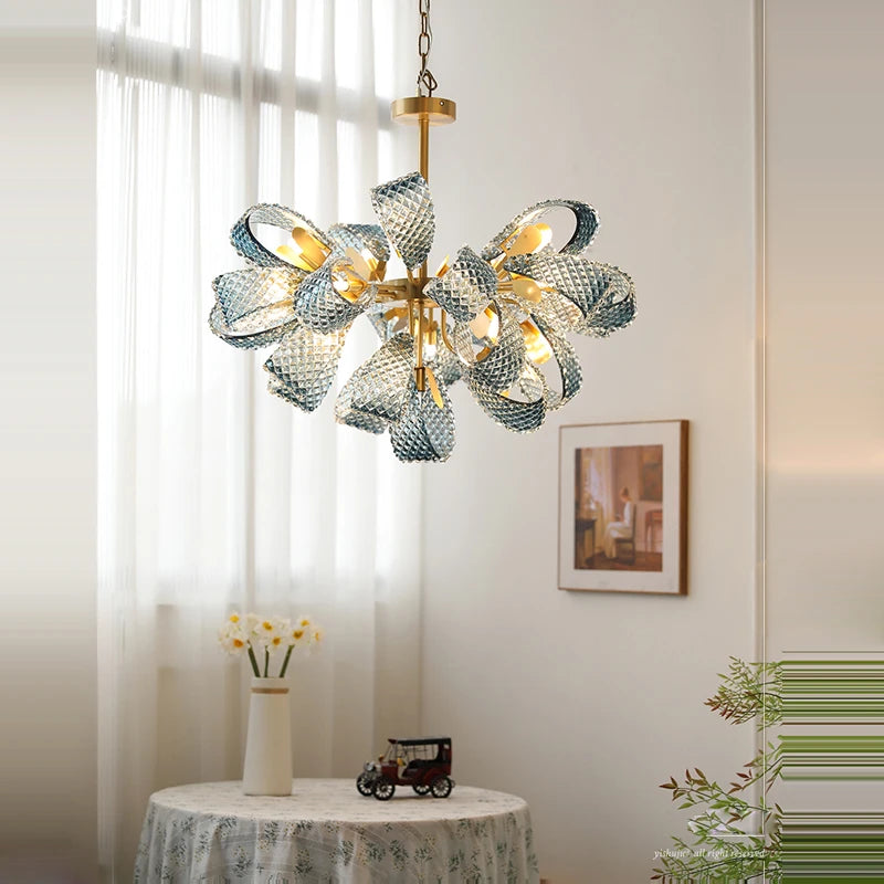 Artistic crystal glass chandelier with gold LED