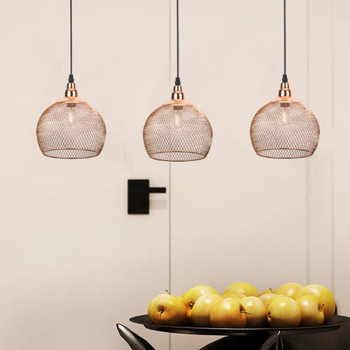Nordic restaurant bar lighting retro rose gold bird cage modern pendant light - vue 4 sur 10
