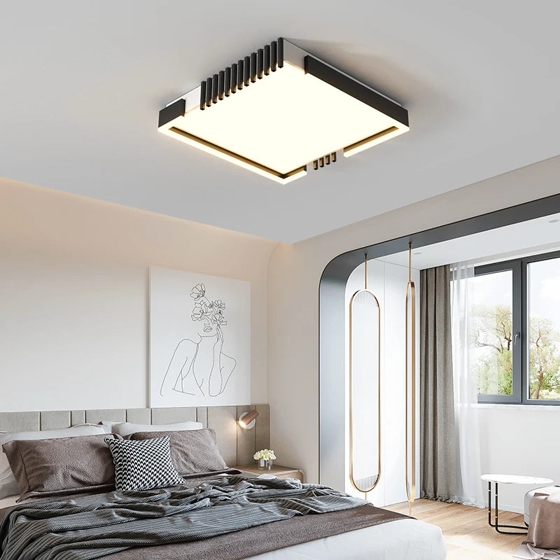Modern nordic recessed rectangular LED ceiling light - vue 5 sur 9