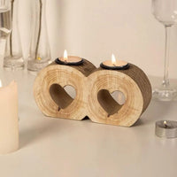 Romantic wooden heart candle holder for valentine's day