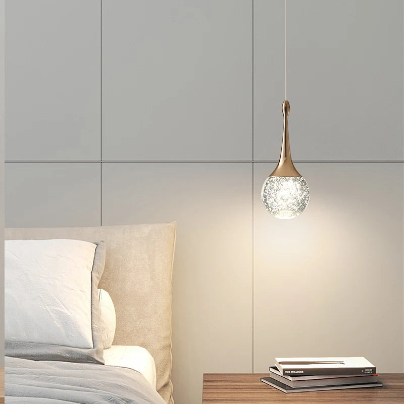 Luxury single head crystal bedside pendant chandelier