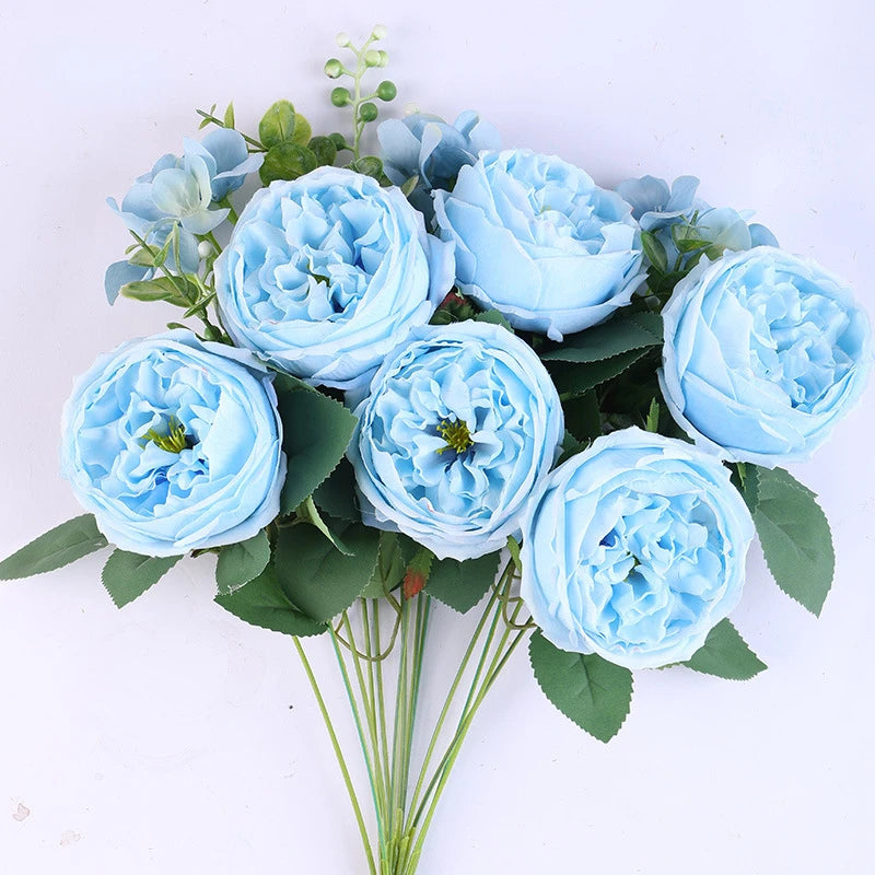 Artificial silk rose bouquet for home decoration - vue 8 sur 16