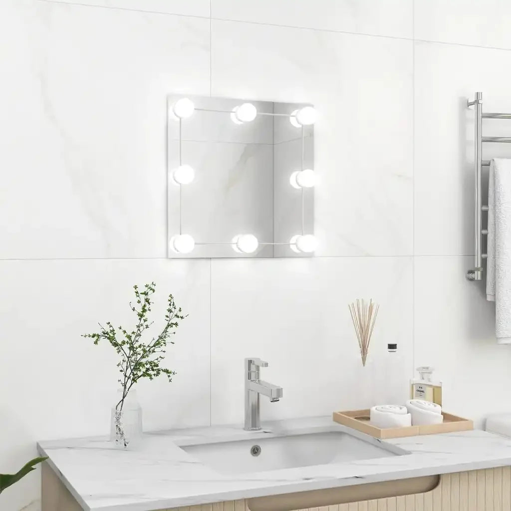 square wall mirror with led lights for interior decoration