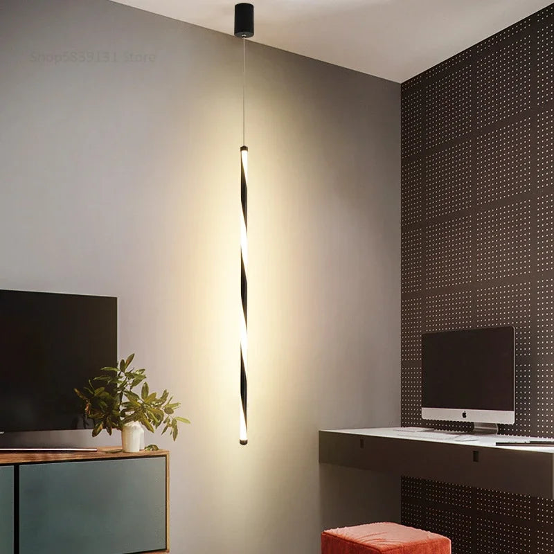 Nordic minimalist pendant light creative long line design - vue 3 sur 10