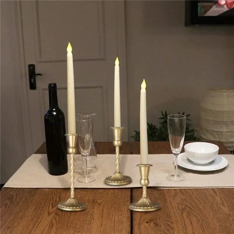 Retro gold spiral candlestick holders for romantic decorations and candlelit dinners - vue 3 sur 12