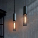 Industrial concrete pendant light with iron shade