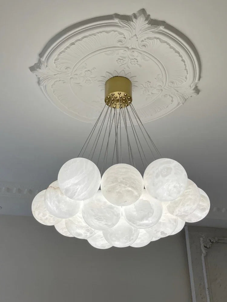 Luxury copper chandelier with Spanish natural marble for modern decor