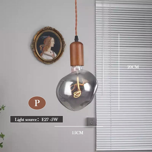 Retro art glass chandelier with solid wood for interior decoration - vue 16 sur 25