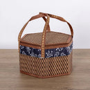 eco-friendly and foldable woven bamboo picnic basket