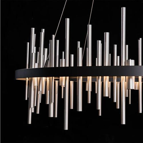 Minimalist black stainless steel chandelier modern design - vue 9 sur 16