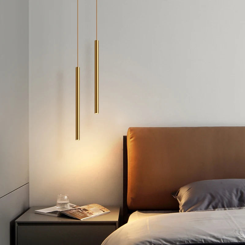 Modern long tube LED pendant light for luxury interior décor - vue 6 sur 30