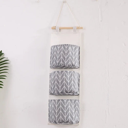 three-layer cotton and linen hanging storage bag