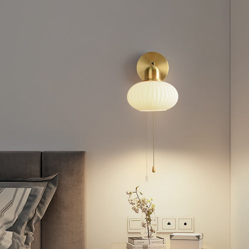 LED wall light with white lampshade Japan - vue 3 sur 7